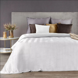 Narzuta welwetowa biała 200x220 cm pikowana w jodełkę metodą hot press SOFIA Eurofirany Premium