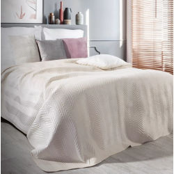Narzuta welwetowa biała 200x220 cm pikowana w jodełkę metodą hot press SOFIA Eurofirany Premium